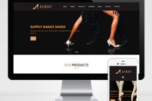 (自适应手机端)英文外贸芭蕾舞鞋网站pbootcms模板 拉丁舞鞋鞋类网站源码下载
