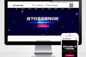 (自适应手机端)响应式抖音网红培训机构pbootcms网站模板 自媒体短视频拍摄技巧网站源码